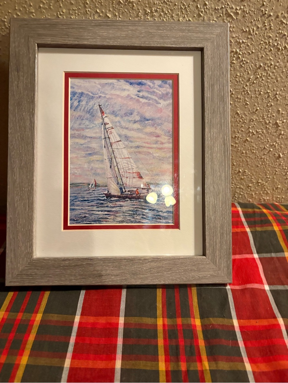 Framed Nautical Sailboat Art Print in Gray Frame by Dale Silver